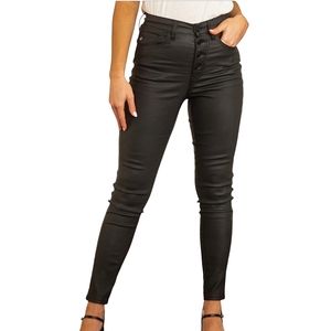 KanCan black coated stretch high rise exposed button-fly skinny jeans 11/29
